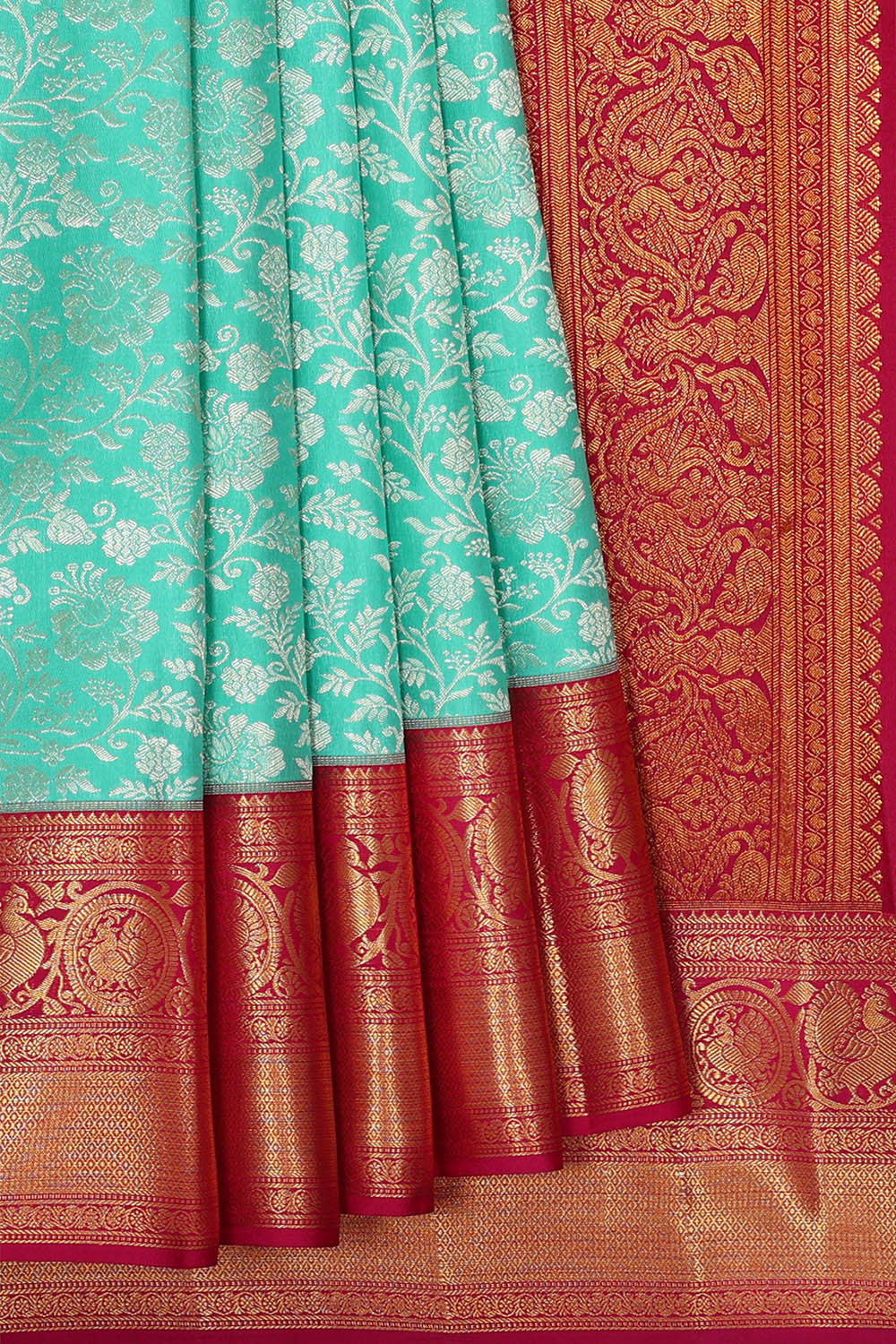 Kanchipattu Aqua Blue Brocade Saree