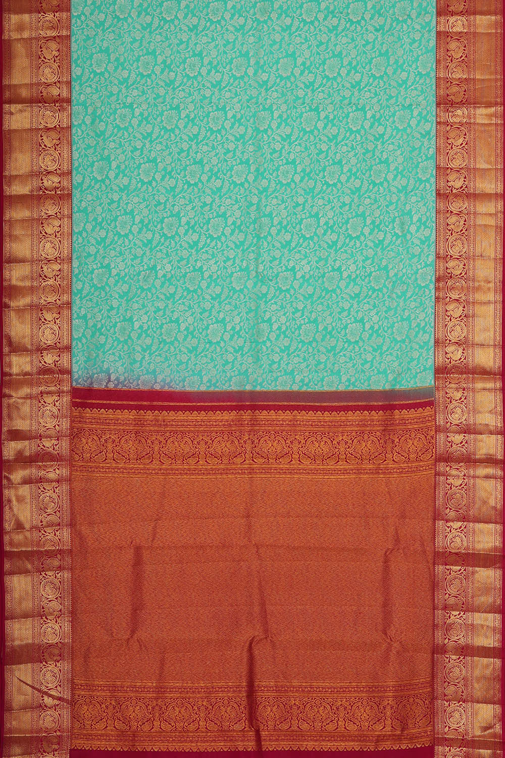 Kanchipattu Aqua Blue Brocade Saree