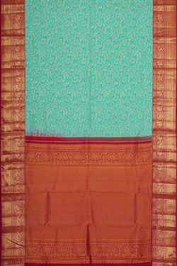 Image of Kanchipattu Aqua Blue Brocade Saree