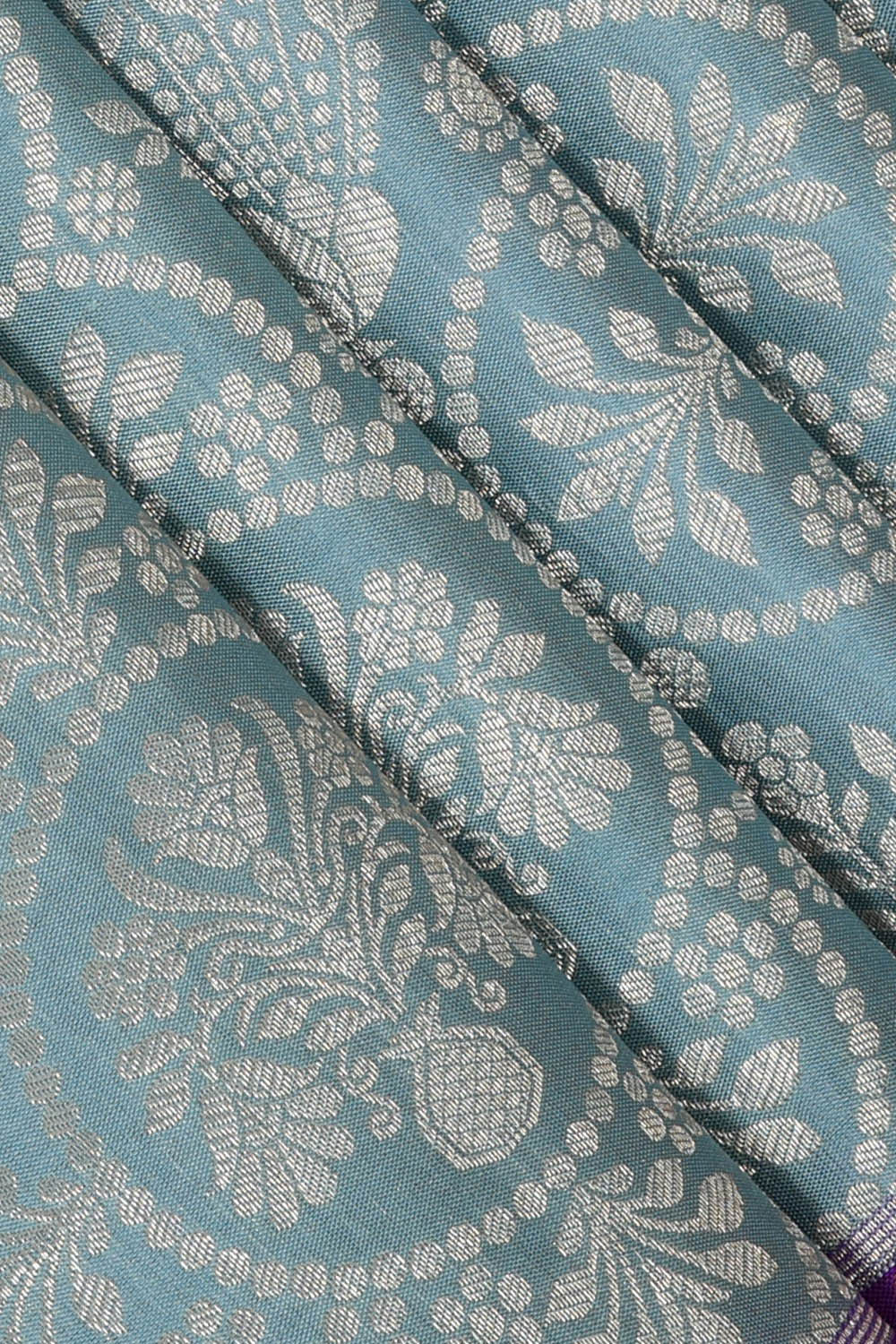 Kanchipattu Bluish Grey Brocade Saree