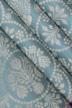 Image of Kanchipattu Bluish Grey Brocade Saree