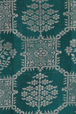 Image of Kanchipattu Peacock Green Brocade Saree