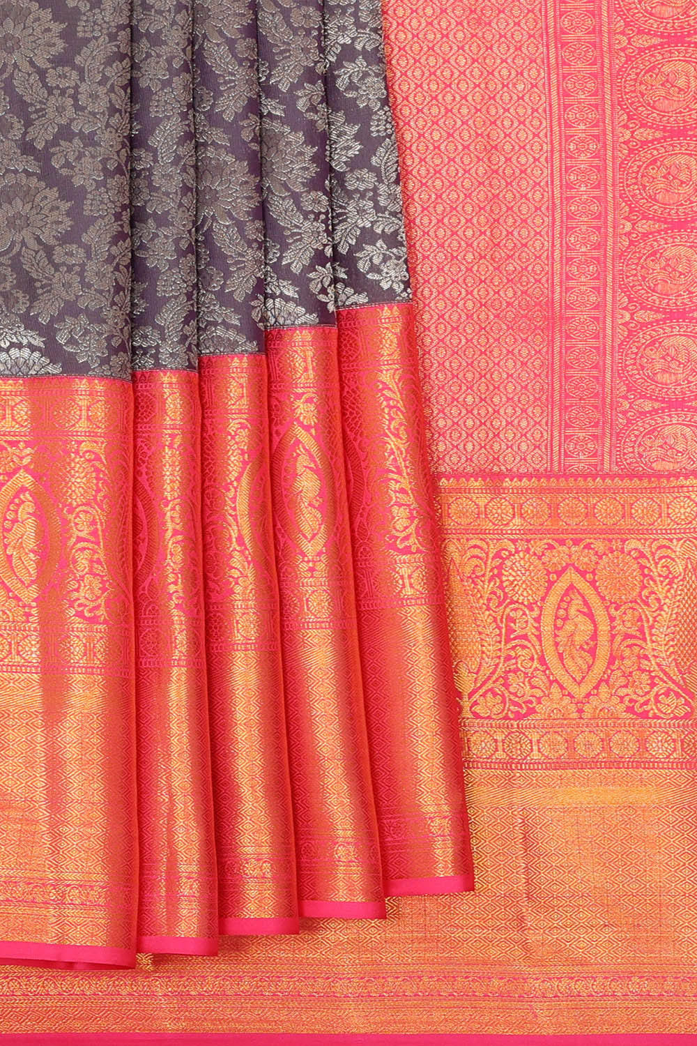 Kanchipattu Dull Purple Brocade Saree