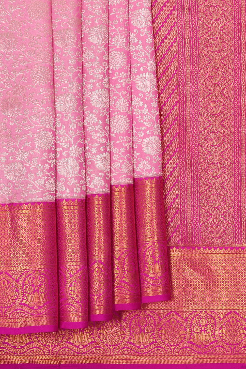 Kanchipattu Pink Brocade Saree