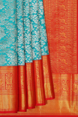 Image of Kanchipattu Sky Blue Brocade Saree