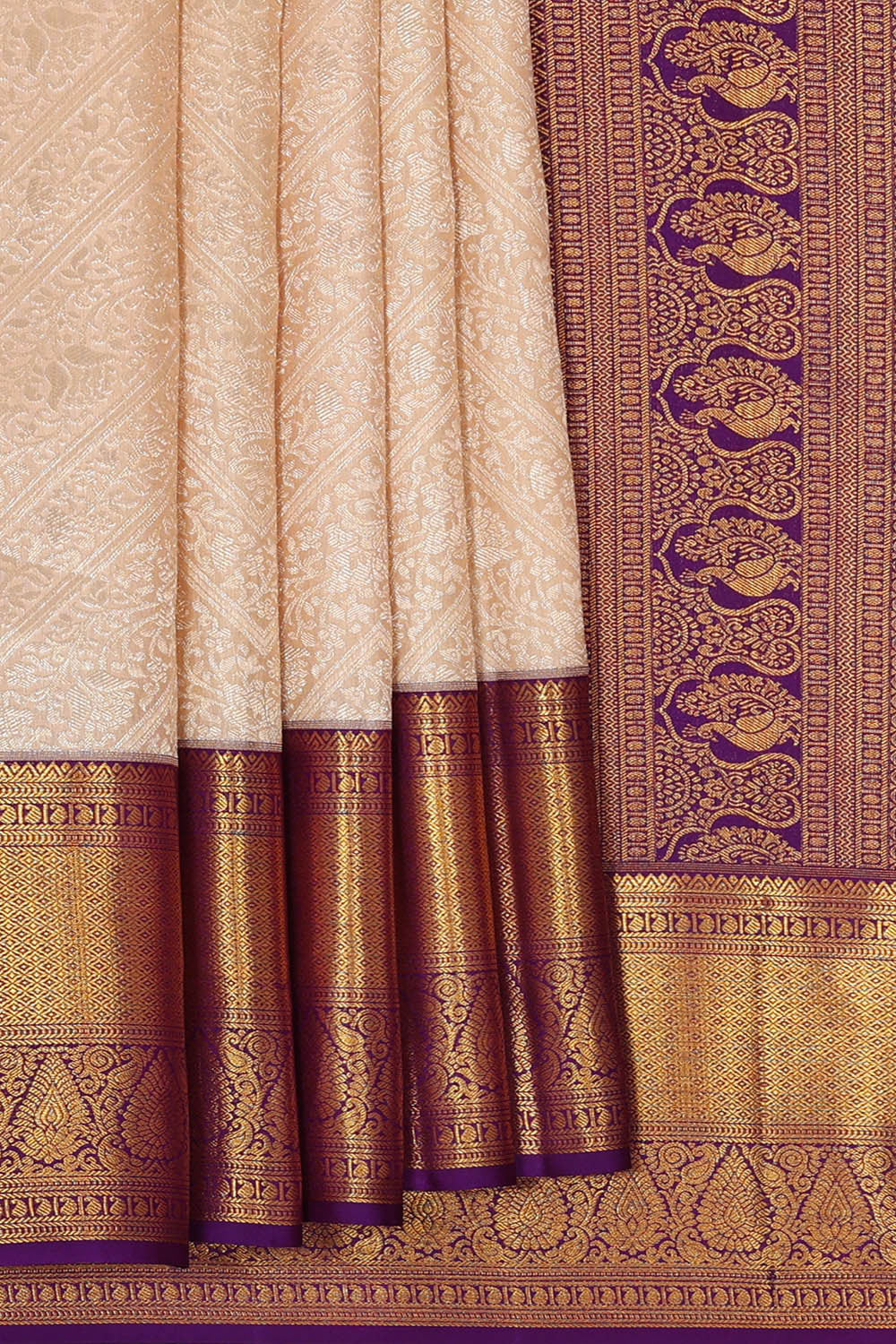 Kanchipattu Cream Brocade Saree