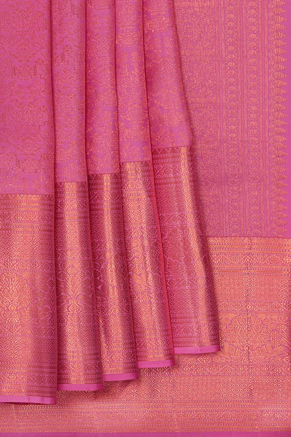 Image of Kanchipattu Pink Brocade Saree