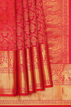 Image of Kanchipattu Red Brocade Saree