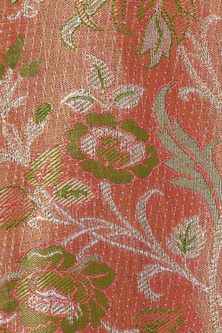 Image of Kanchipattu Golden Pink Tissue Brocade Saree