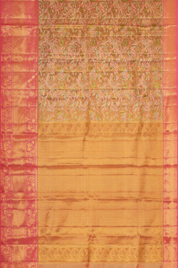 Image of Kanchipattu Golden Pink Tissue Brocade Saree