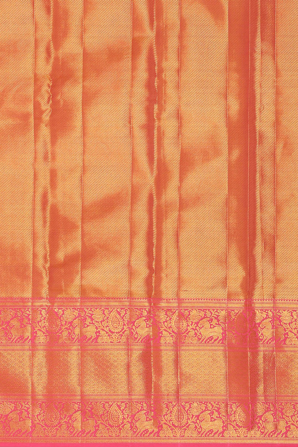 Kanchipattu Golden Pink Tissue Brocade Saree