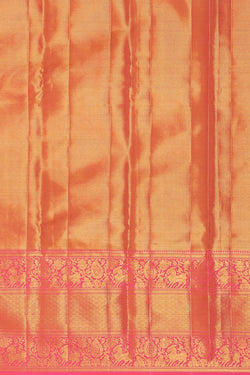 Image of Kanchipattu Golden Pink Tissue Brocade Saree