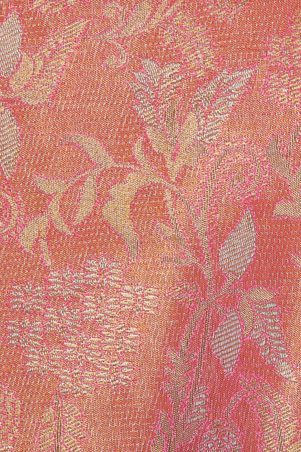 Kanchipattu Peach Tissue Brocade Saree