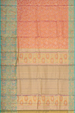 Image of Kanchipattu Peach Tissue Brocade Saree