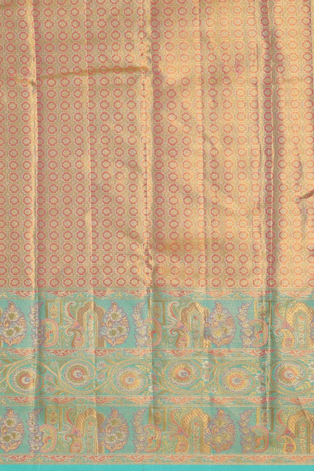 Kanchipattu Peach Tissue Brocade Saree