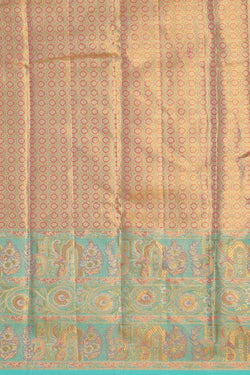 Image of Kanchipattu Peach Tissue Brocade Saree