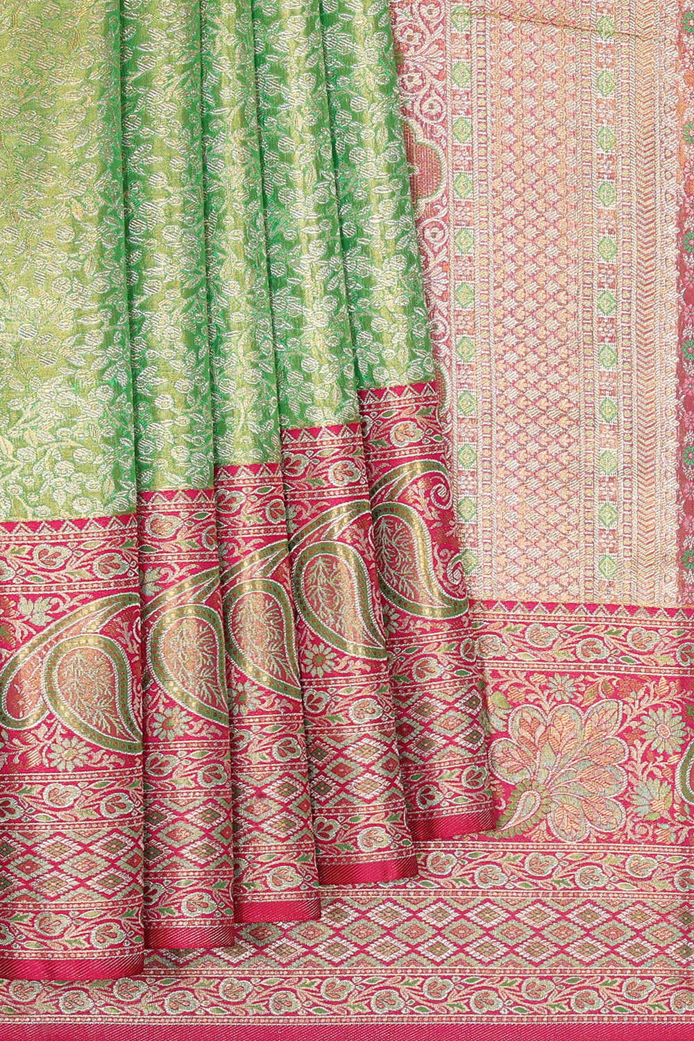 Kanchipattu Green Tissue Brocade Saree