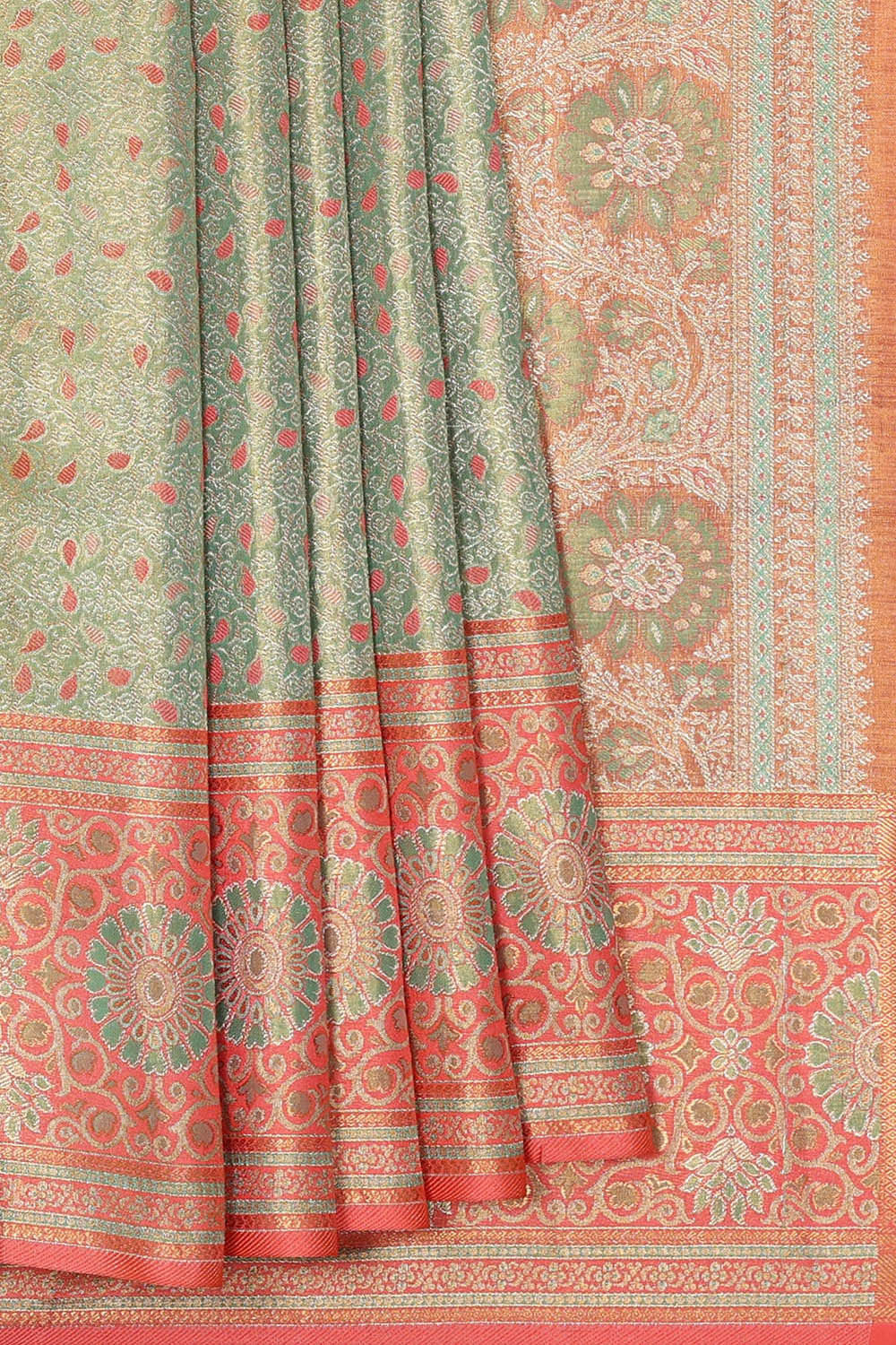 Kanchipattu Green Tissue Brocade Saree