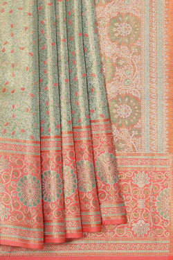 Image of Kanchipattu Green Tissue Brocade Saree