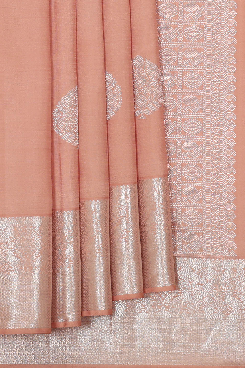 Kanchipattu Light Peach Brocade Saree