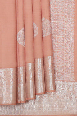 Image of Kanchipattu Light Peach Brocade Saree