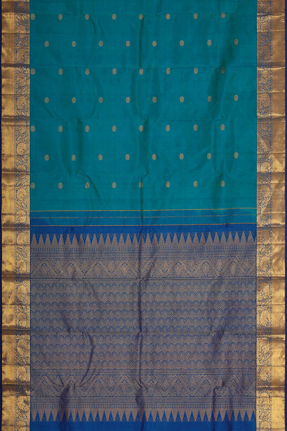 Kanchipattu Teal Blue Brocade Saree