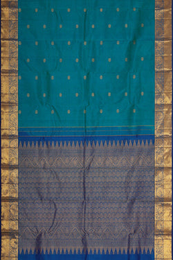 Image of Kanchipattu Teal Blue Brocade Saree