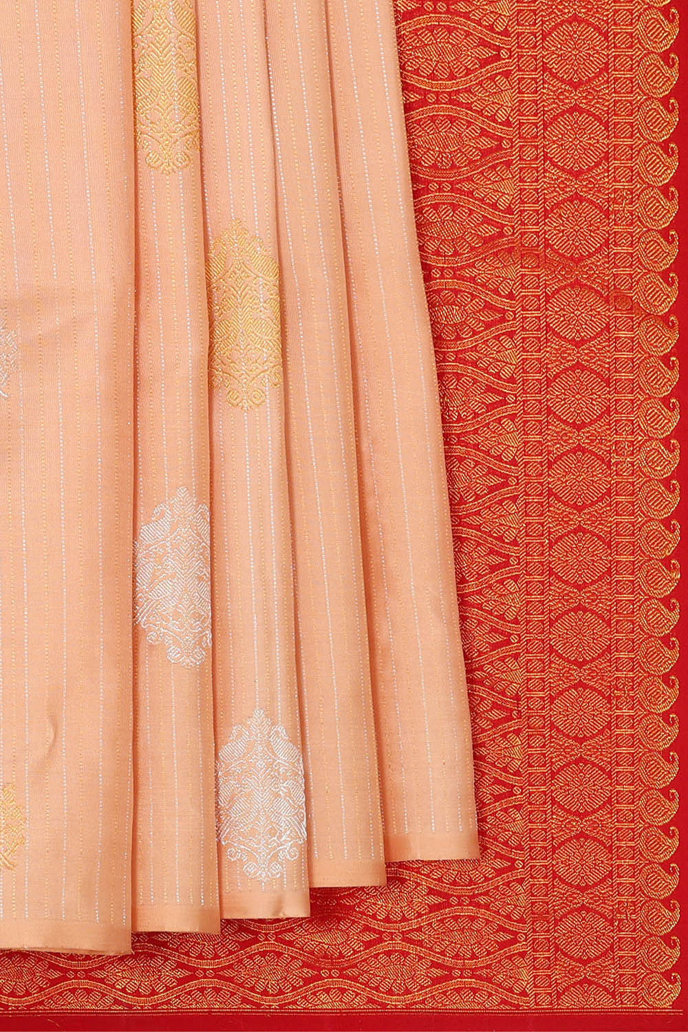 Kanchipattu Light Peach Brocade Saree