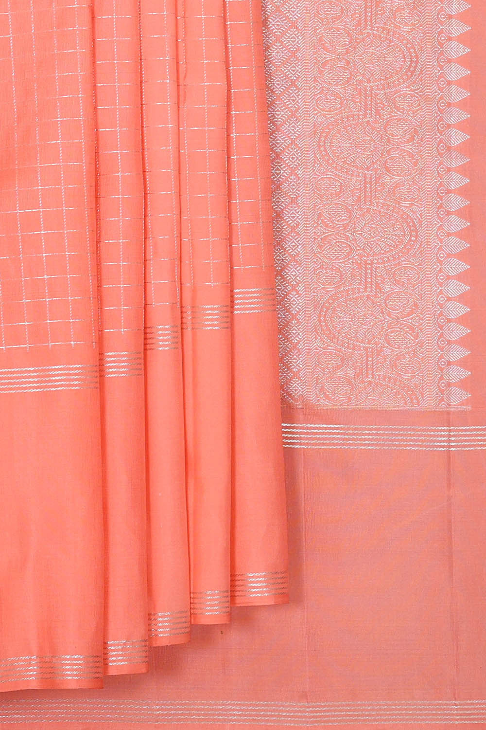 Kanchipattu Peach Brocade Saree