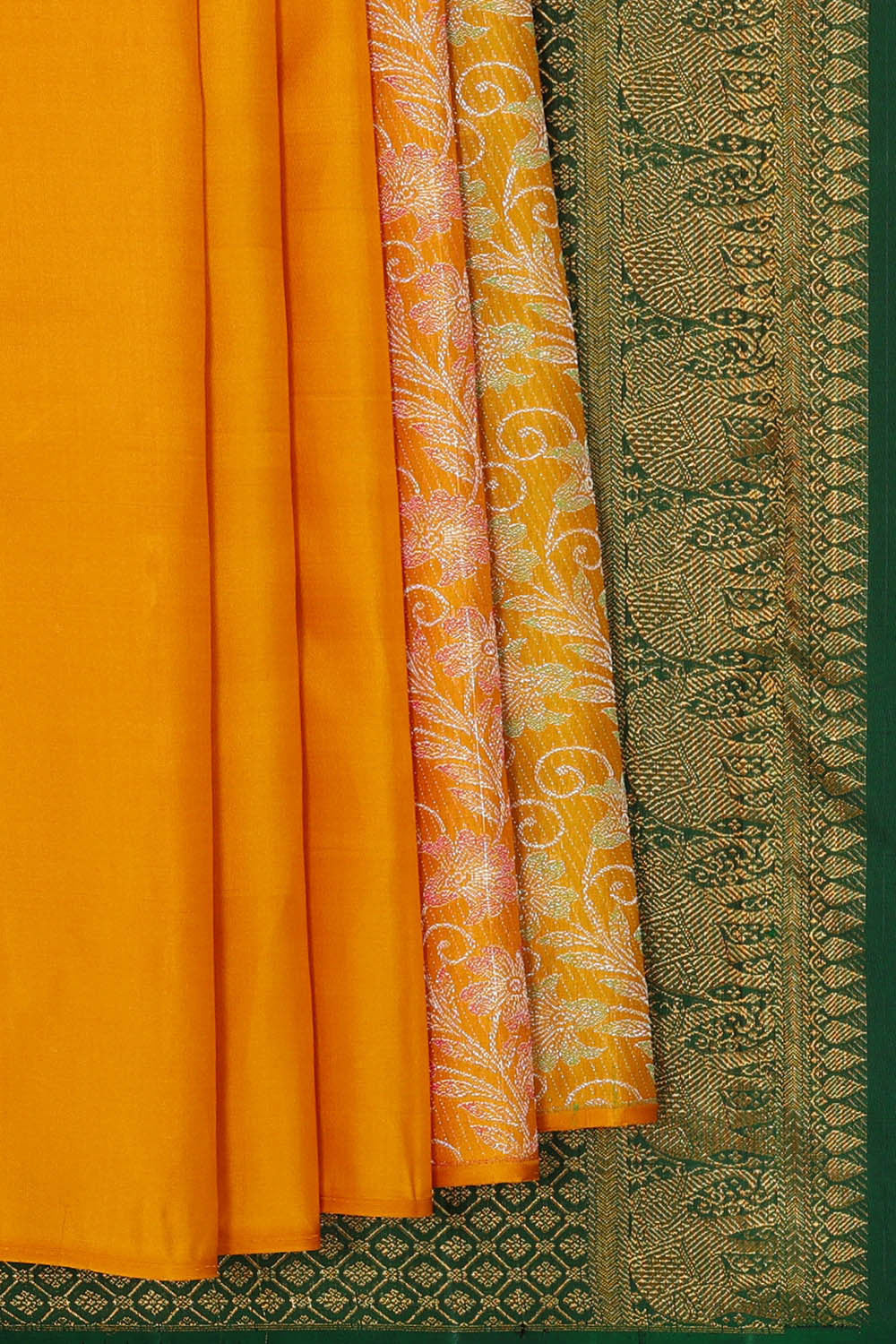 Kanchipattu Dark Mustard Yellow Saree