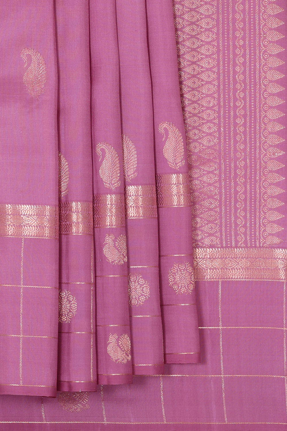 Kanchipattu Onion Pink Brocade Saree