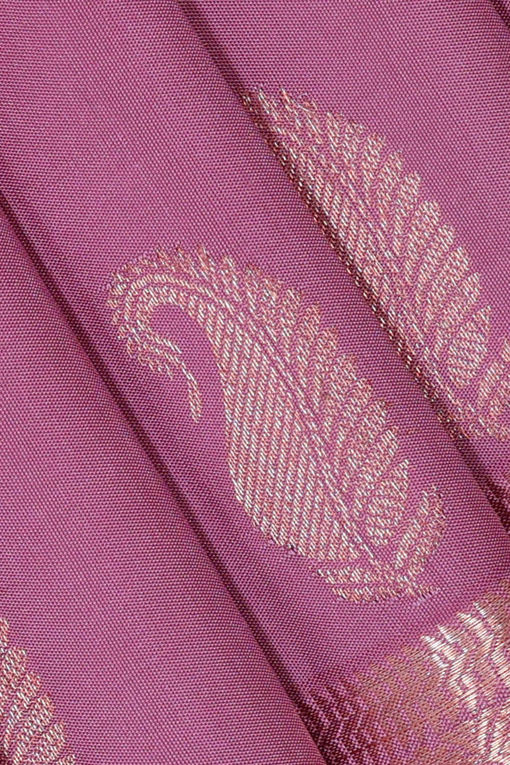 Kanchipattu Onion Pink Brocade Saree