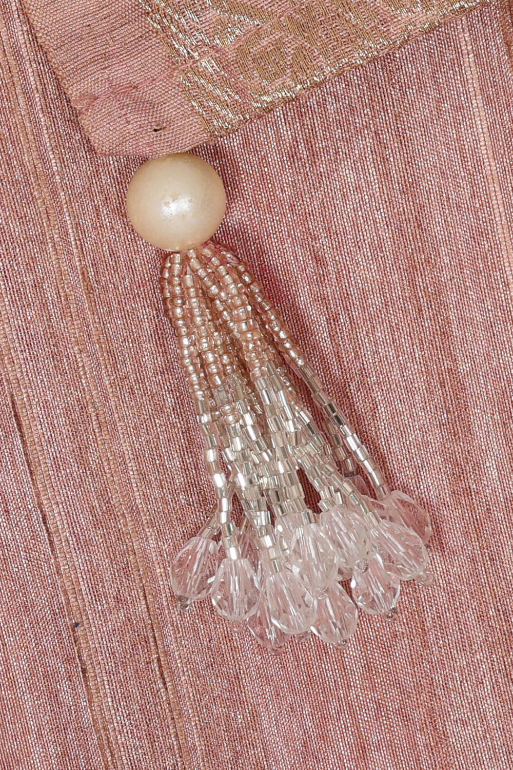 Image of Georgette Light Peach Embroidered Saree