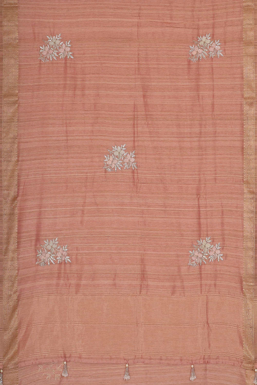 Image of Georgette Light Peach Embroidered Saree