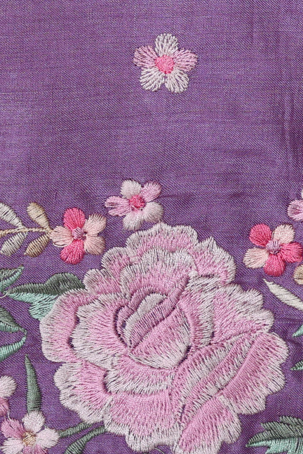 Tussar Silk Lavender Embroidered Saree