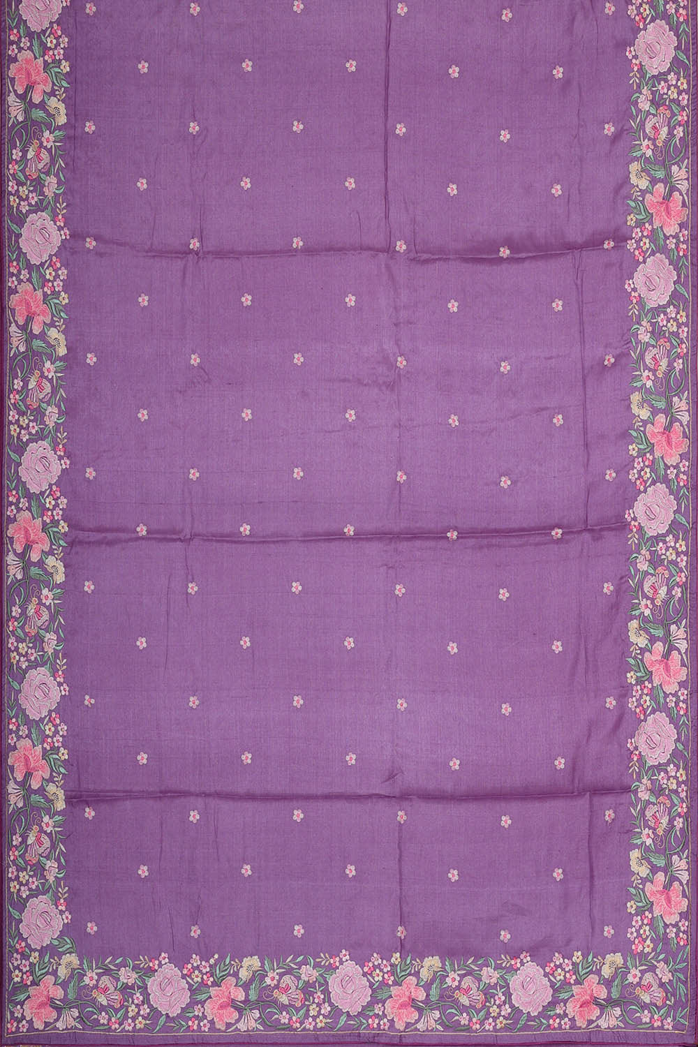 Tussar Silk Lavender Embroidered Saree