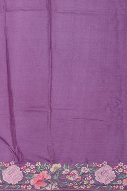 Image of Tussar Silk Lavender Embroidered Saree