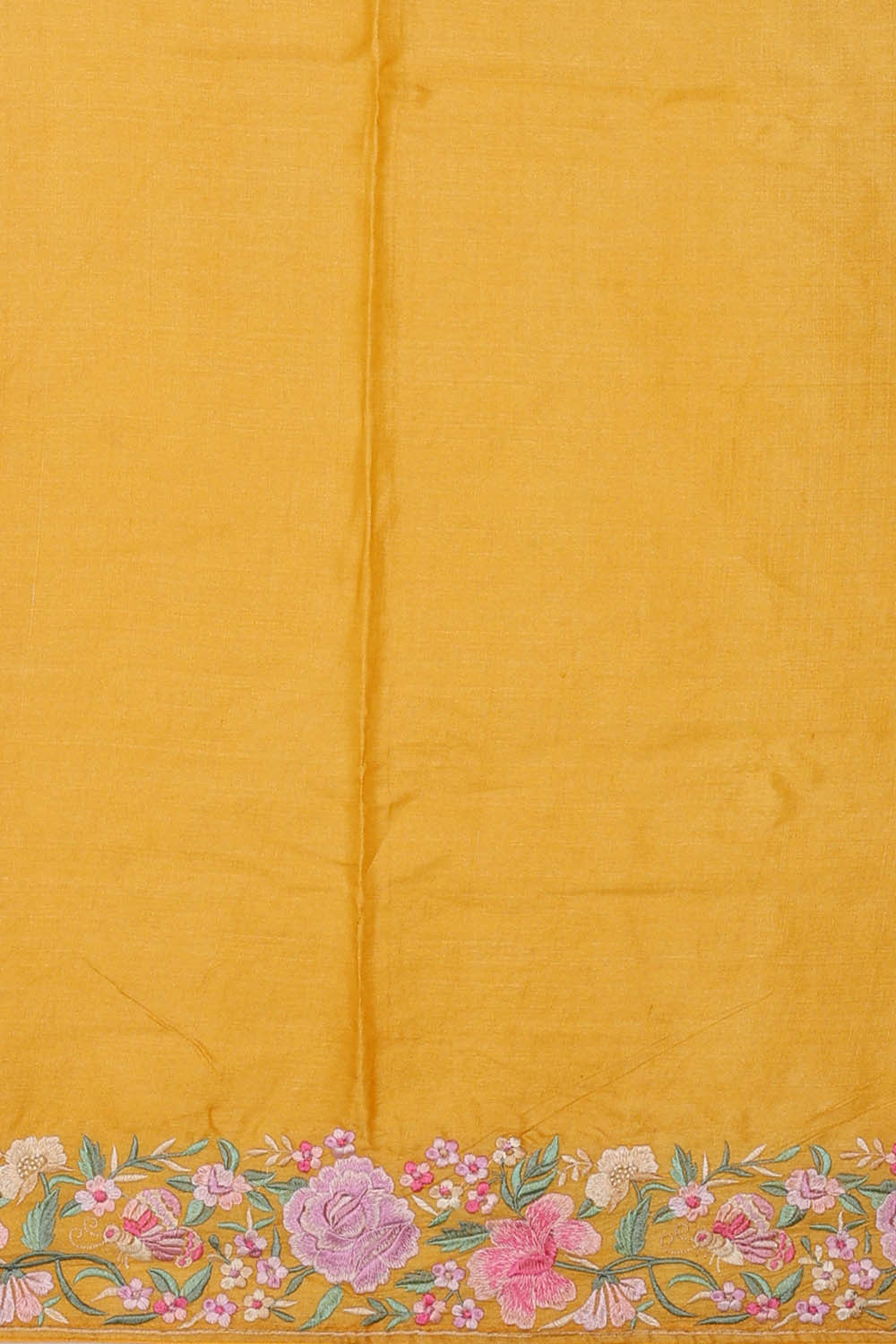 Tussar Silk Yellow Embroidered Saree