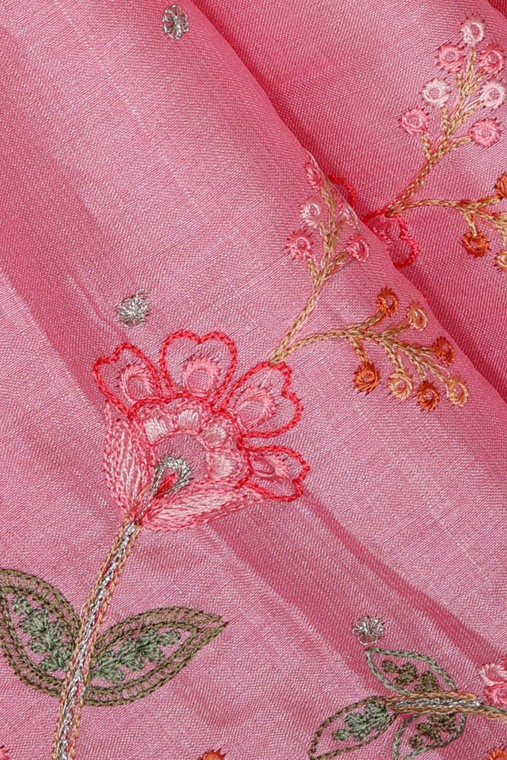 Tussar Silk Pink Embroidered Saree