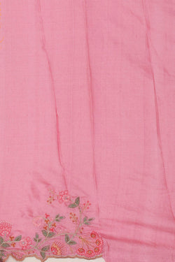 Image of Tussar Silk Pink Embroidered Saree