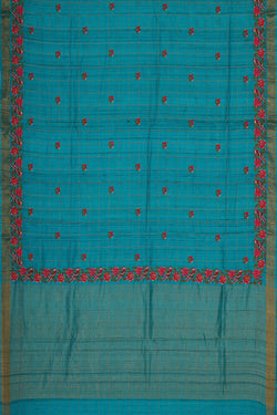 Image of Tussar Silk Sky Blue Embroidered Saree