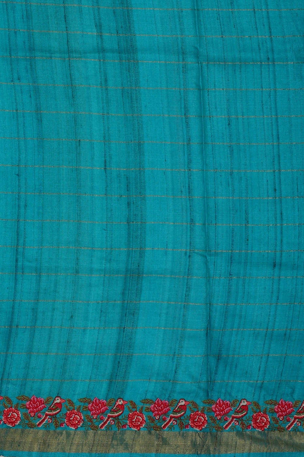 Tussar Silk Sky Blue Embroidered Saree