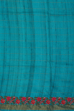 Image of Tussar Silk Sky Blue Embroidered Saree