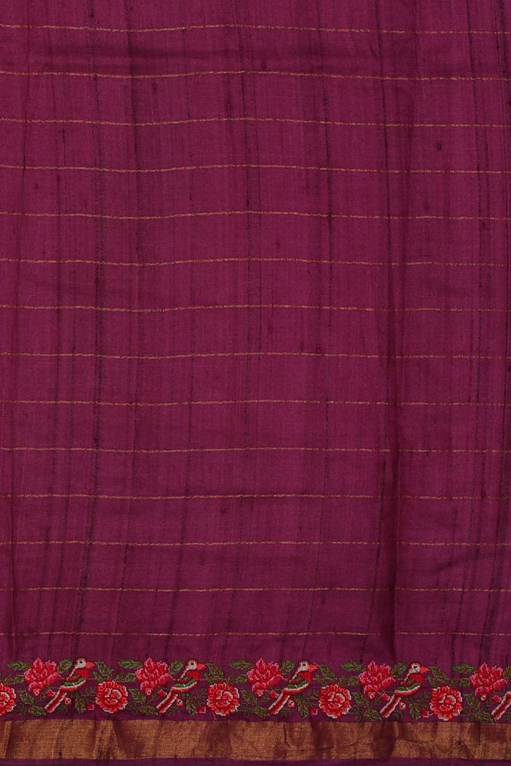 Tussar Silk Deep Wine Embroidered Saree