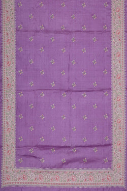 Image of Tussar Silk Lavender Embroidered Saree