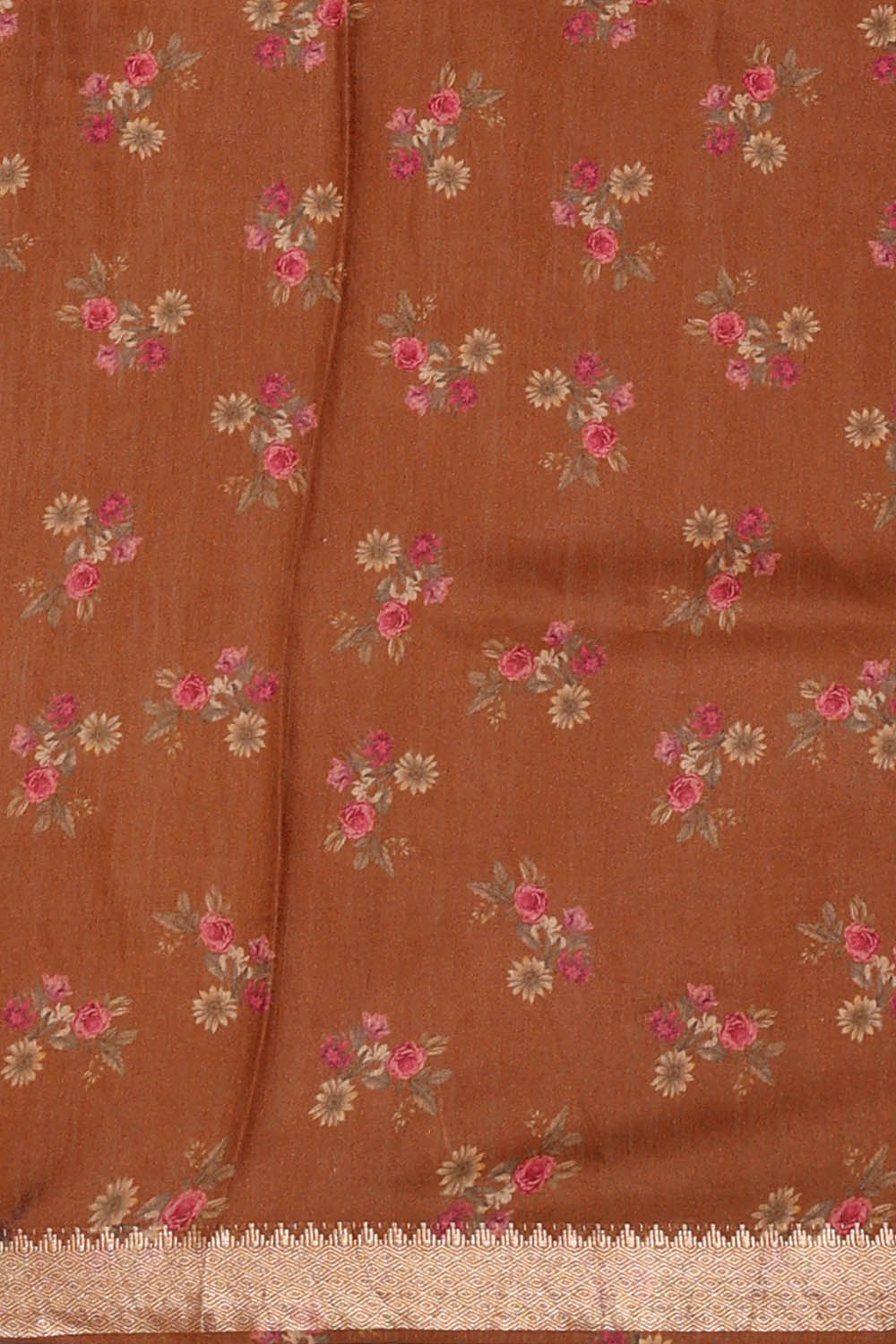 Image of Tussar Silk Brown Saree
