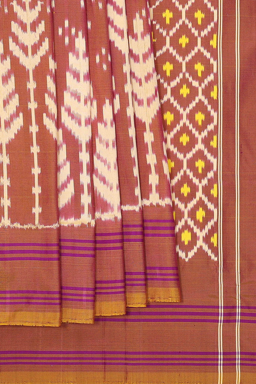 Ikat Silk Light Brown Saree