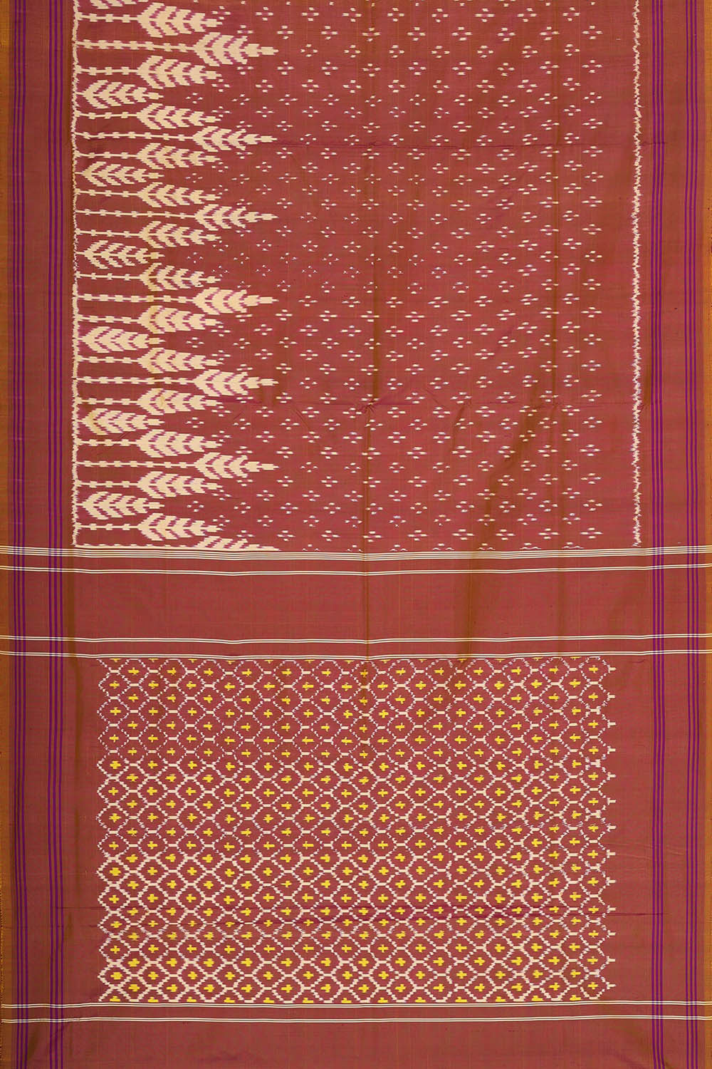 Image of Ikat Silk Light Brown Saree