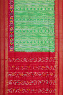 Image of Ikat Silk Green Saree