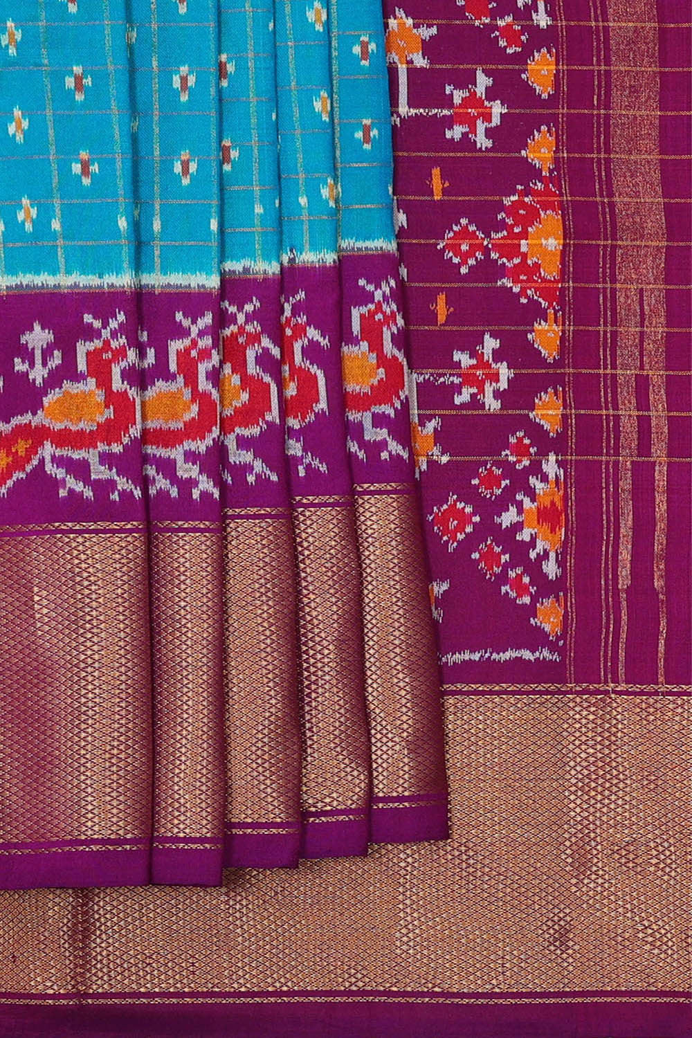 Ikat Silk Blue Saree